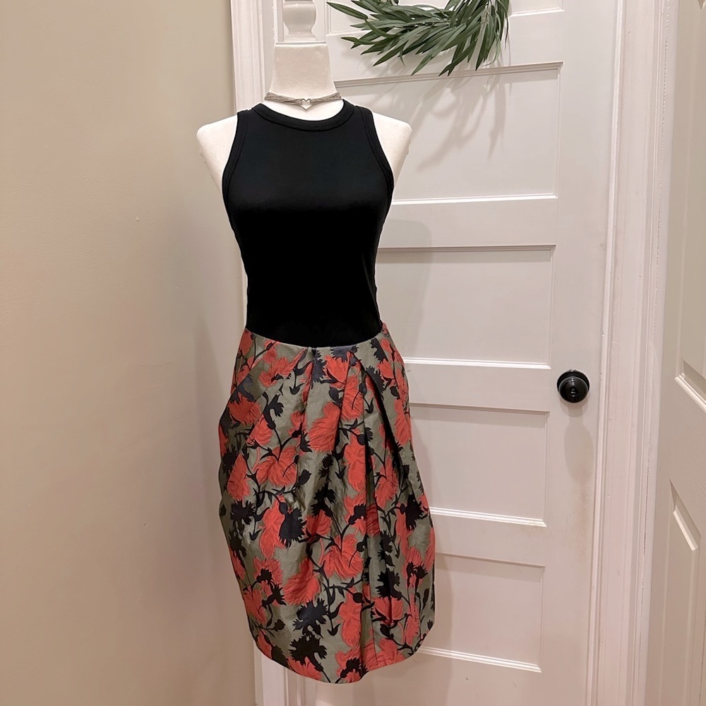 Vera Wang SILK Formal Midi Skirt Aline Floral Print